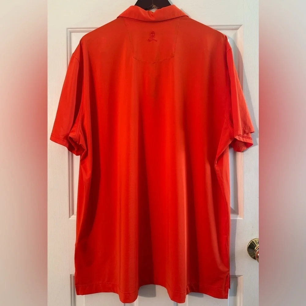 ROBERT GRAHAM 2XL Orange Performance Golf Polo Short Sleeve Skull and Cross Club - Picture 2 of 10